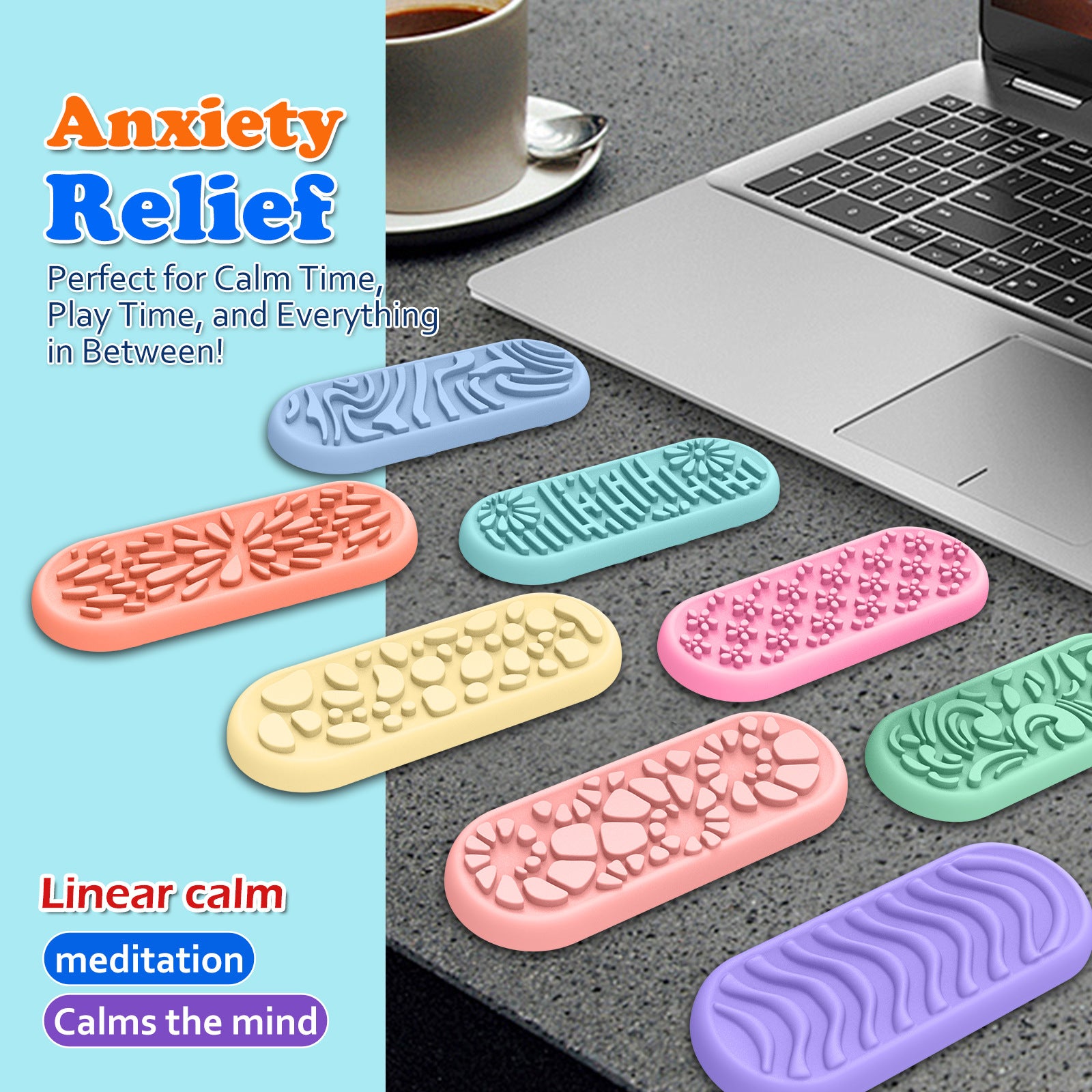 Sensory Suction Fidget Stones for Kids | Silicone Stress Relief Toy (8-Pack)